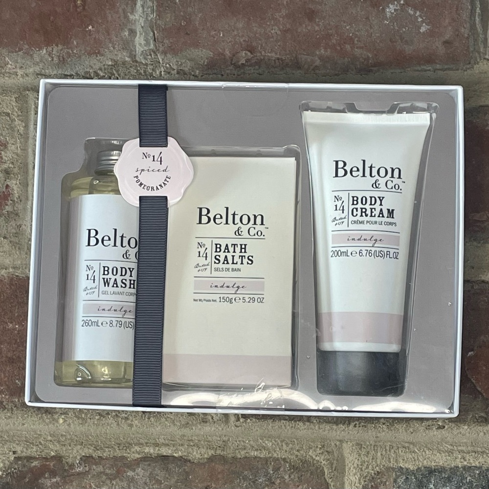 New Belton & Co. No 14 Indulging Holiday Gift Set Bath Salts Body Wash & Cream